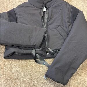 Gray Love Poem Cropped Puffer Jacket